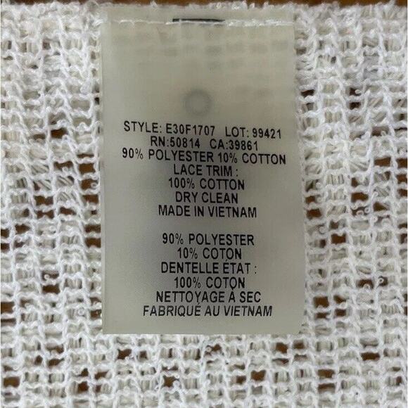Elie Tahari Cream White Crochet look Darlene Vest M, Sleeveless Duster Open Knit - Picture 13 of 15